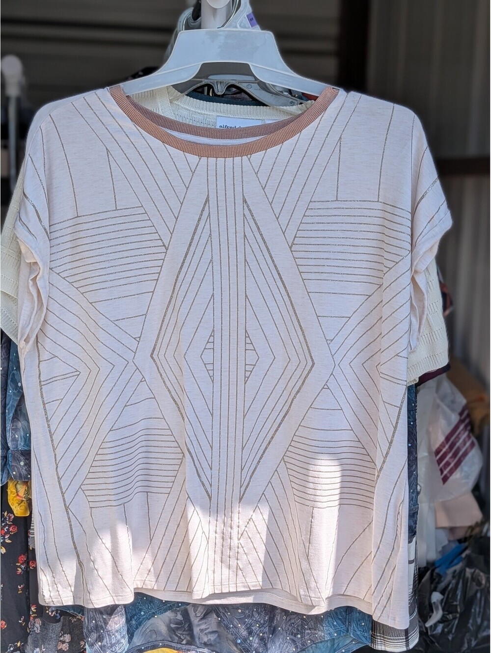 Cato blush pink textured short-sleeve top